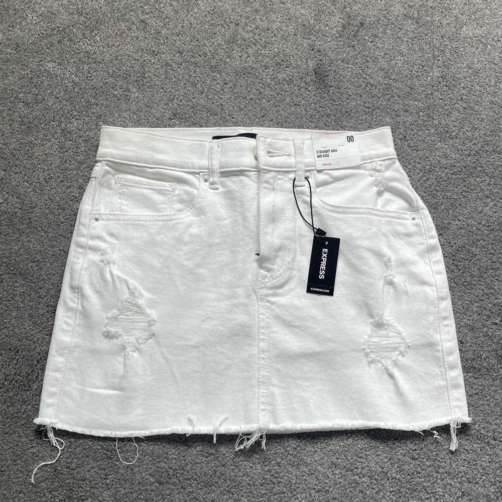 Express White Denim Skirt
